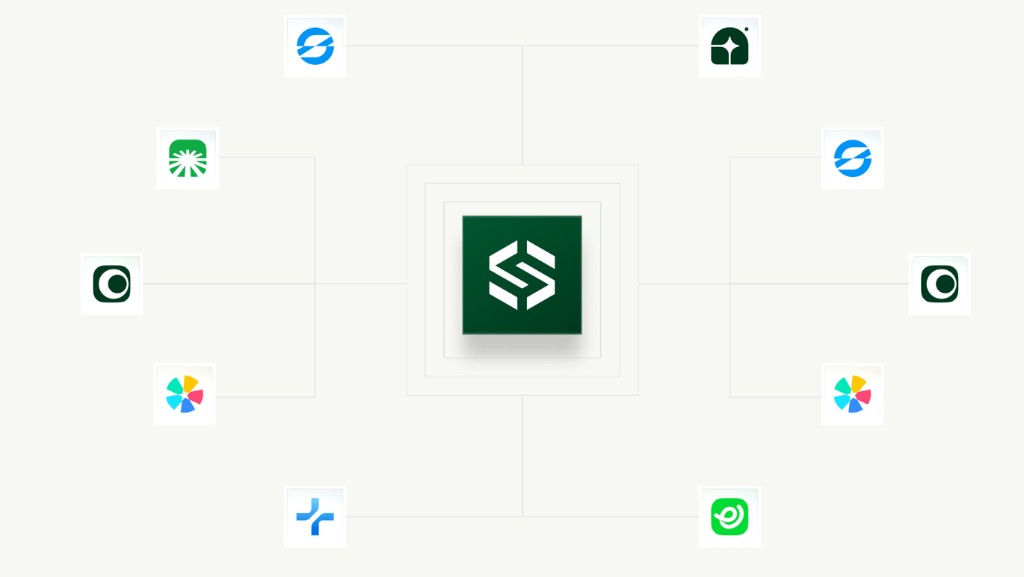 PriceBase hub connected to social and marketplace integrations.