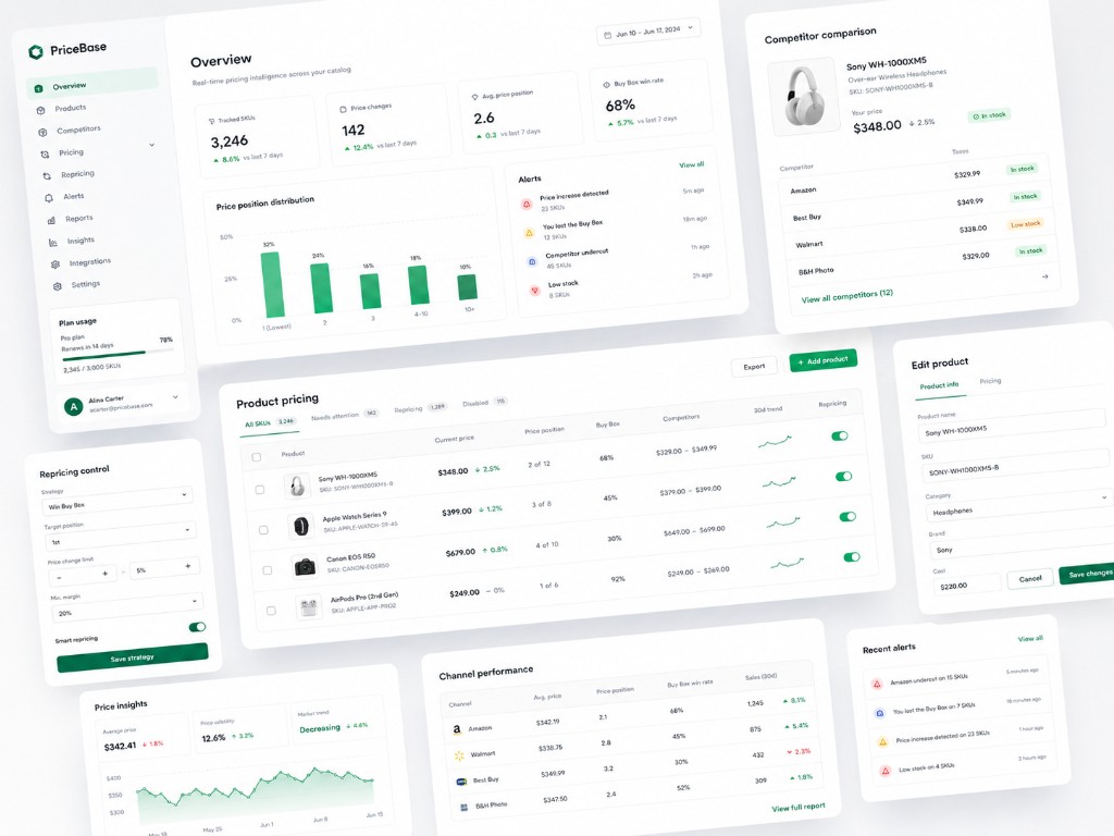PriceBase marketplace product dashboard