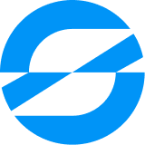 Stellar cryptocurrency logo featuring a stylized white circle with a diagonal blue stripe on a blue background.
